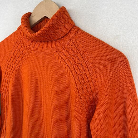 REAL CLOTHES Sweater Womens P Petite Wool Turtleneck SAKS FIFTH AVENUE Orange HK - Picture 1 of 13